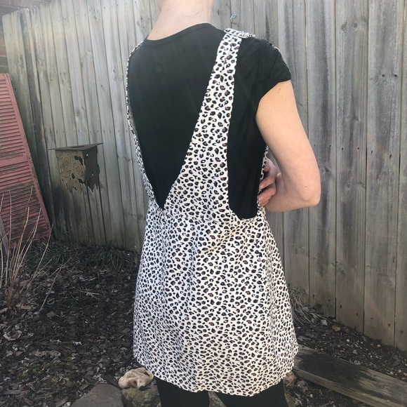 NWOT Kendall & Kylie leopard denim overall mini dress. - Picture 6 of 8